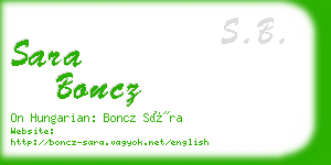 sara boncz business card